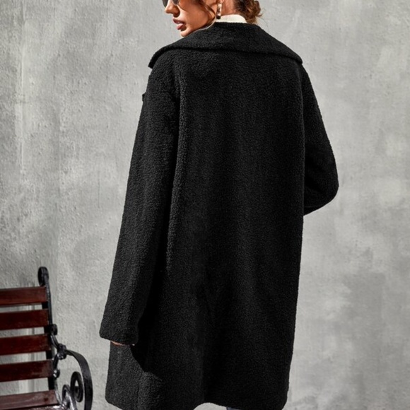 Cozy Red Oversized Teddy Pea Coat Jacket Button up Luxe - Picture 12 of 13